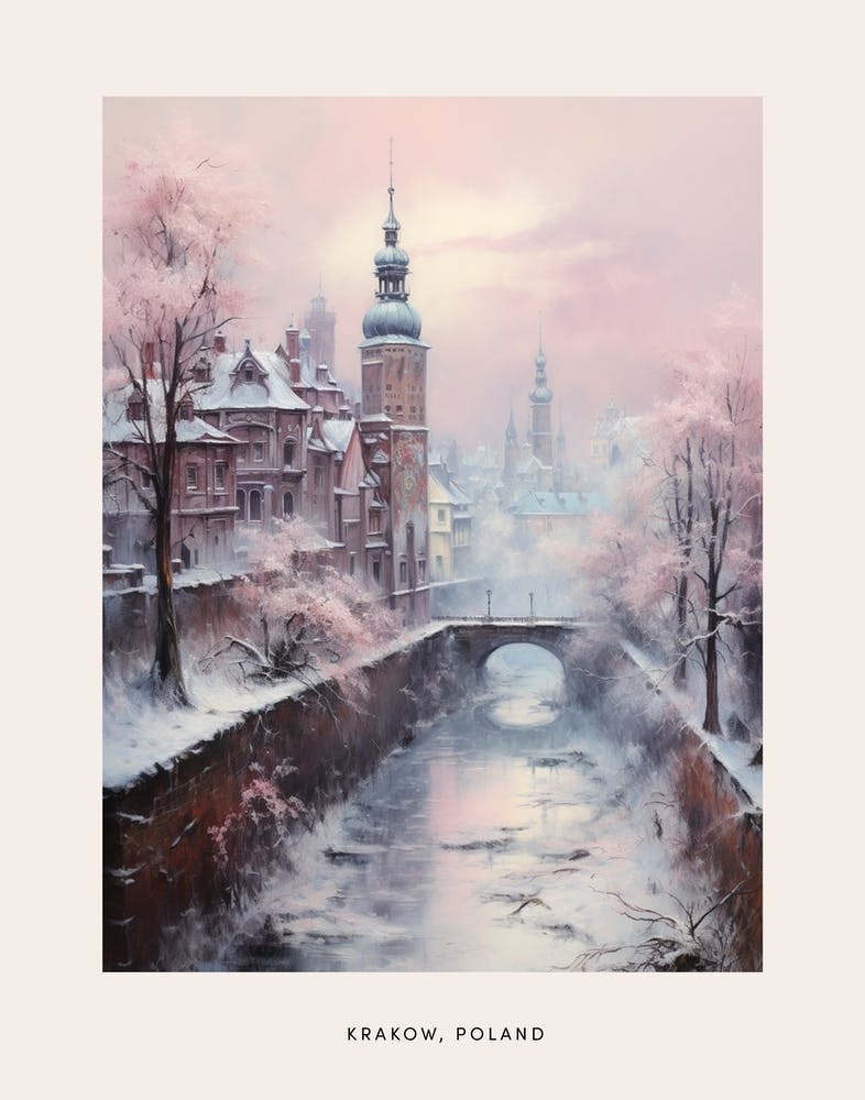 Dreamy Winter Painting Poster Krakow Poland 2