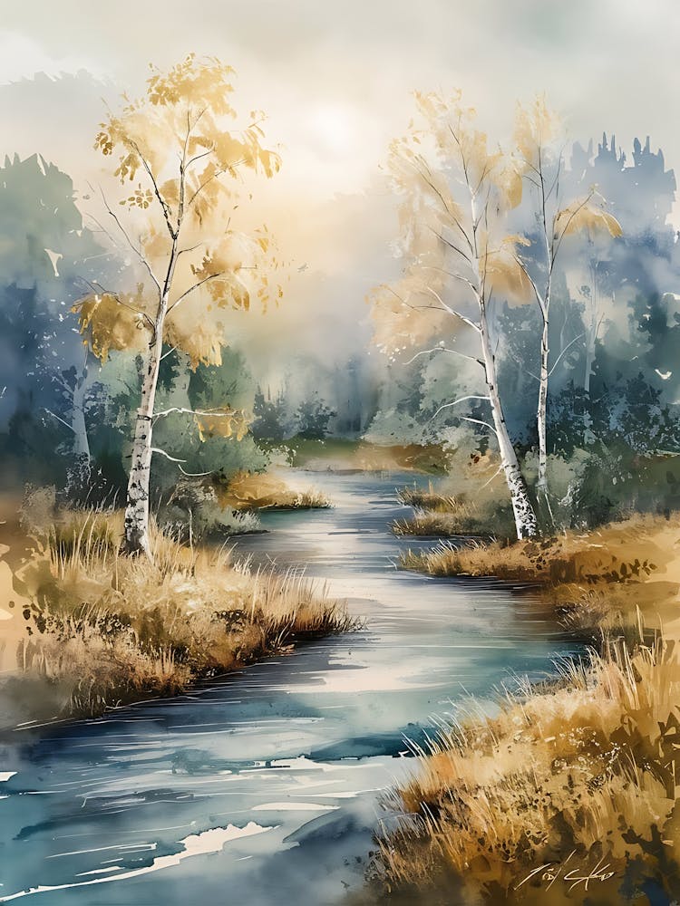 Aquarelle D'une Rivière