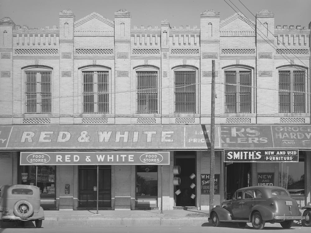 Detail Of Business Buildings, Gonzales, Texas By Russell Lee