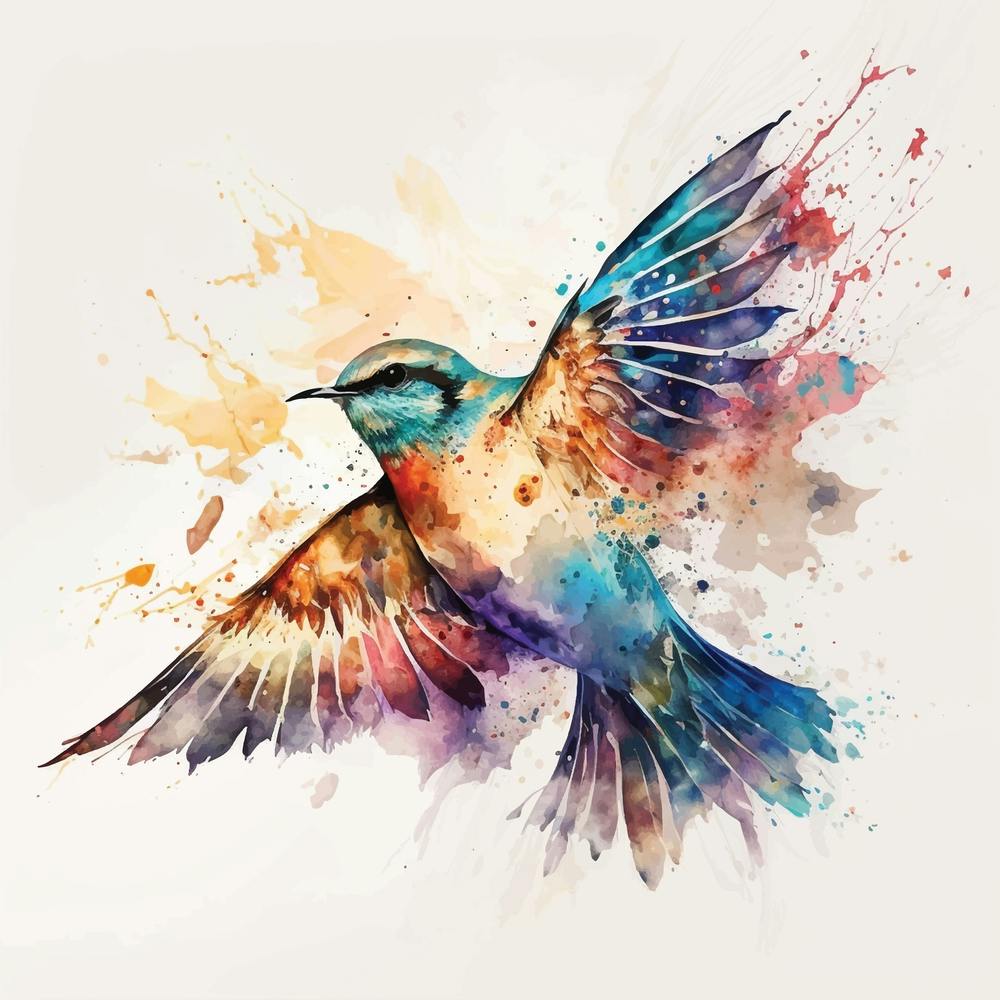 Flying Bird Watercolor Abstract