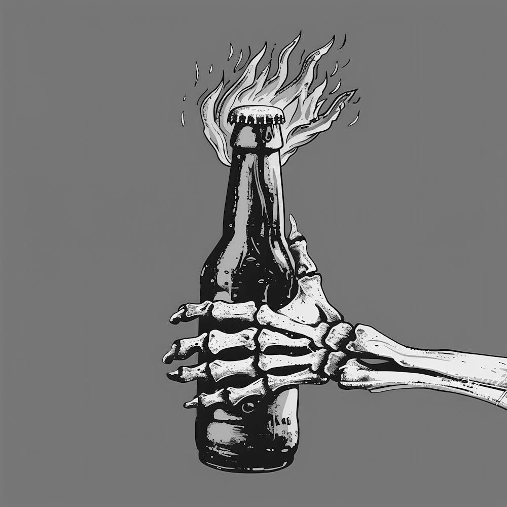 Skeleton Hand Holding A Beer Bottle