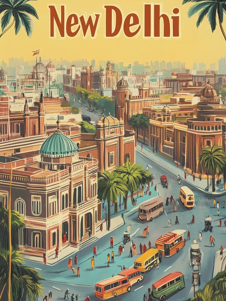 Aihrgdesign A Mid Century Modern Travel Poster For New Delhi 3
