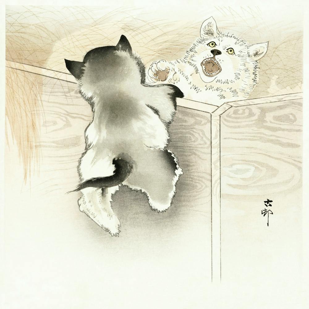 Two Playing Dogs (1900 1930), Ohara Koson
