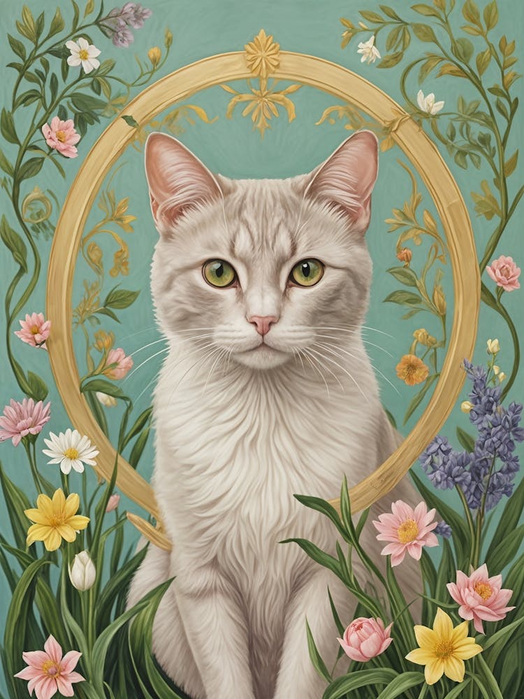 Cat In The Pastel Garden