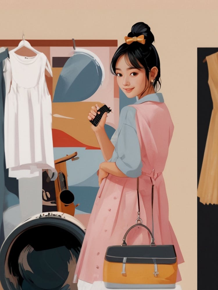 Illustration d'une Fille en Vêtements
