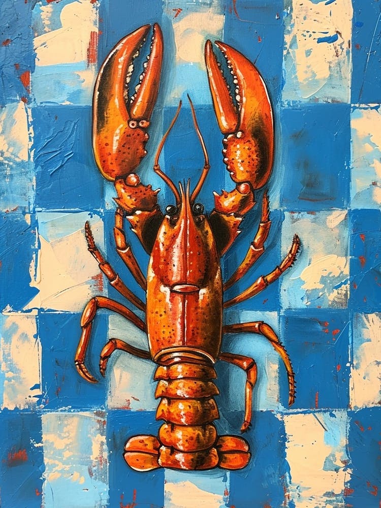 Lobster Blue Checkerboard 2