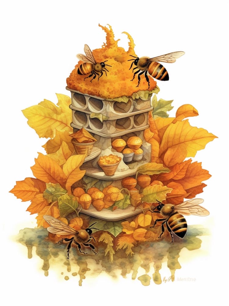 Honeycomb Bee Beehive Watercolour Illustration 4