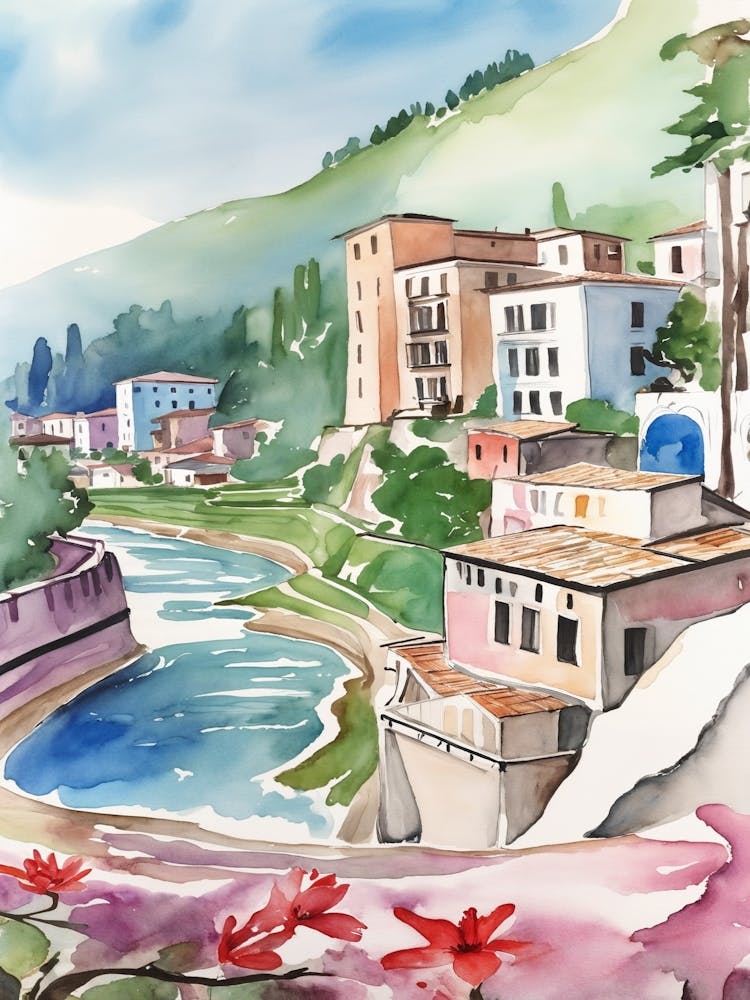 Watercolor Of A River