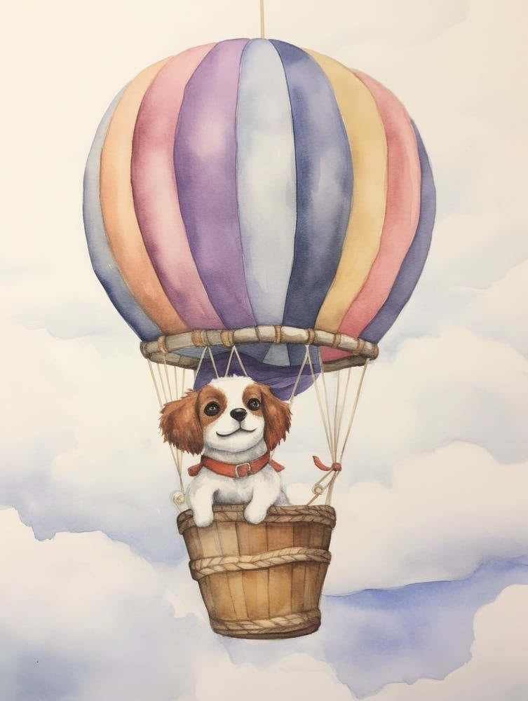 Baby Dog 2 In A Hot Air Balloon
