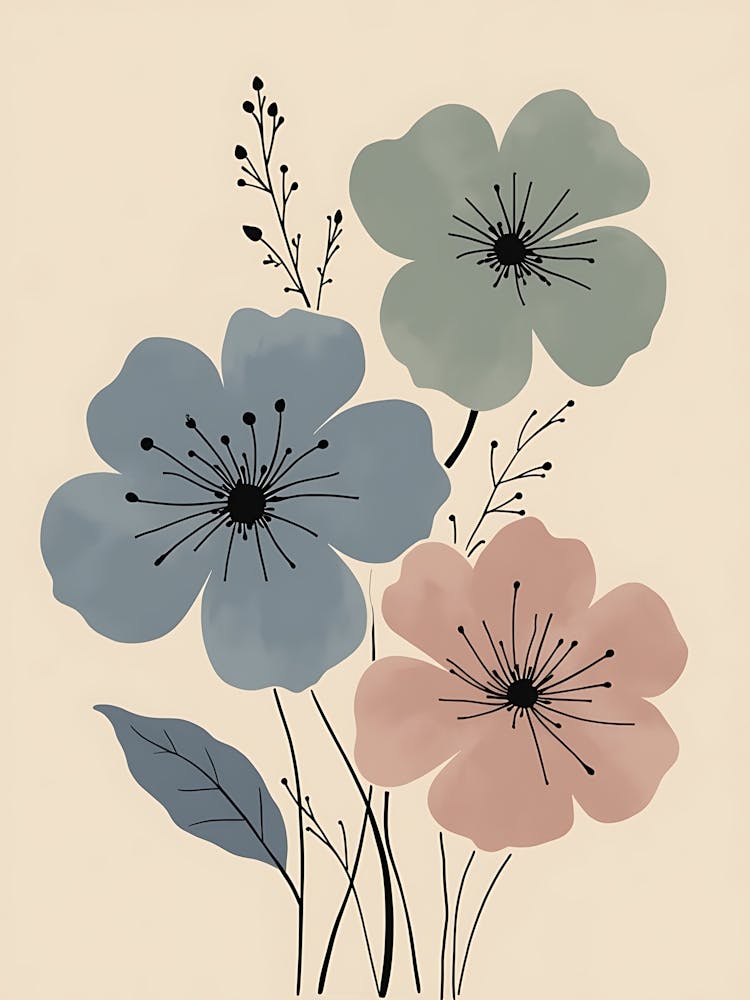 Serene Watercolor Floral Serenity