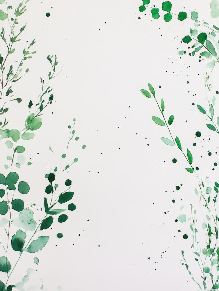 Watercolor Green Leaves