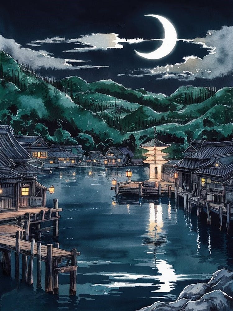 Clair de Lune dans un Village Japonais
