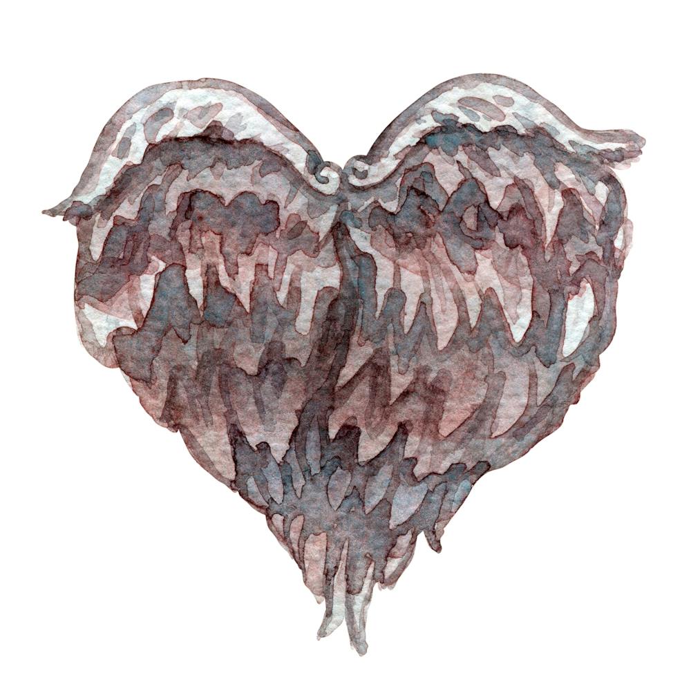 Watercolor Heart Wings