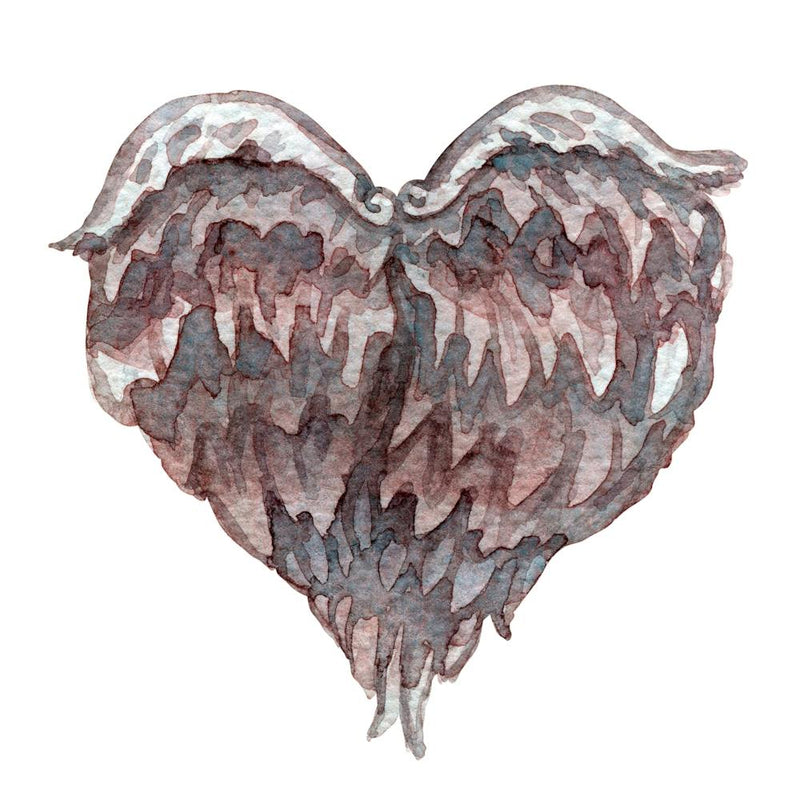 Watercolor Heart Wings