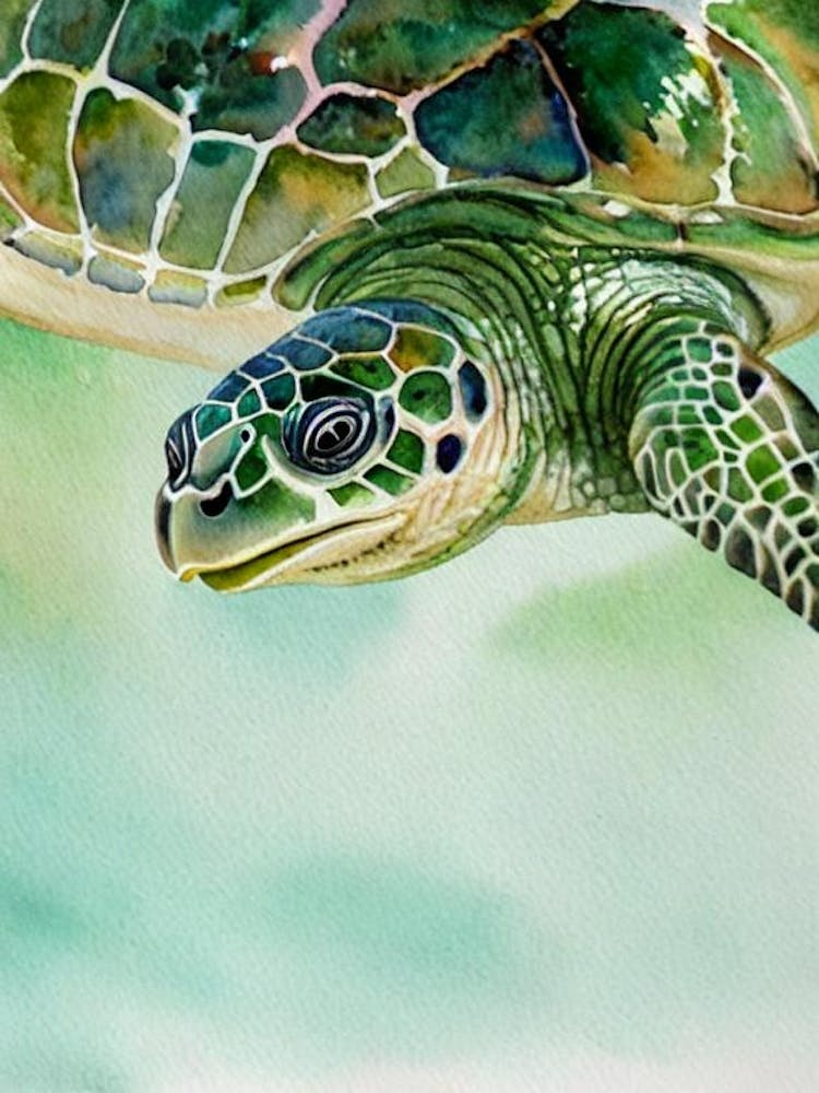 Green Sea Turtle II Storybook Watercolour
