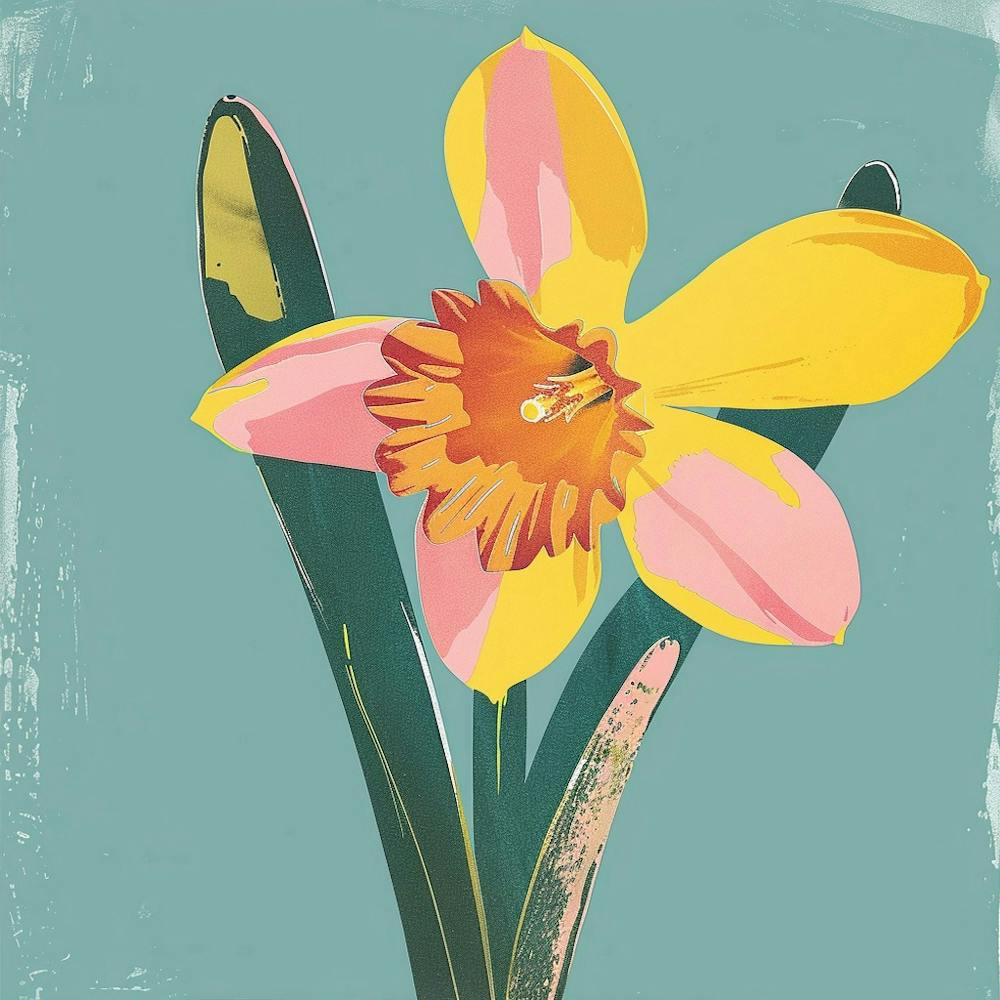 Daffodil 3 Square Flower Illustration
