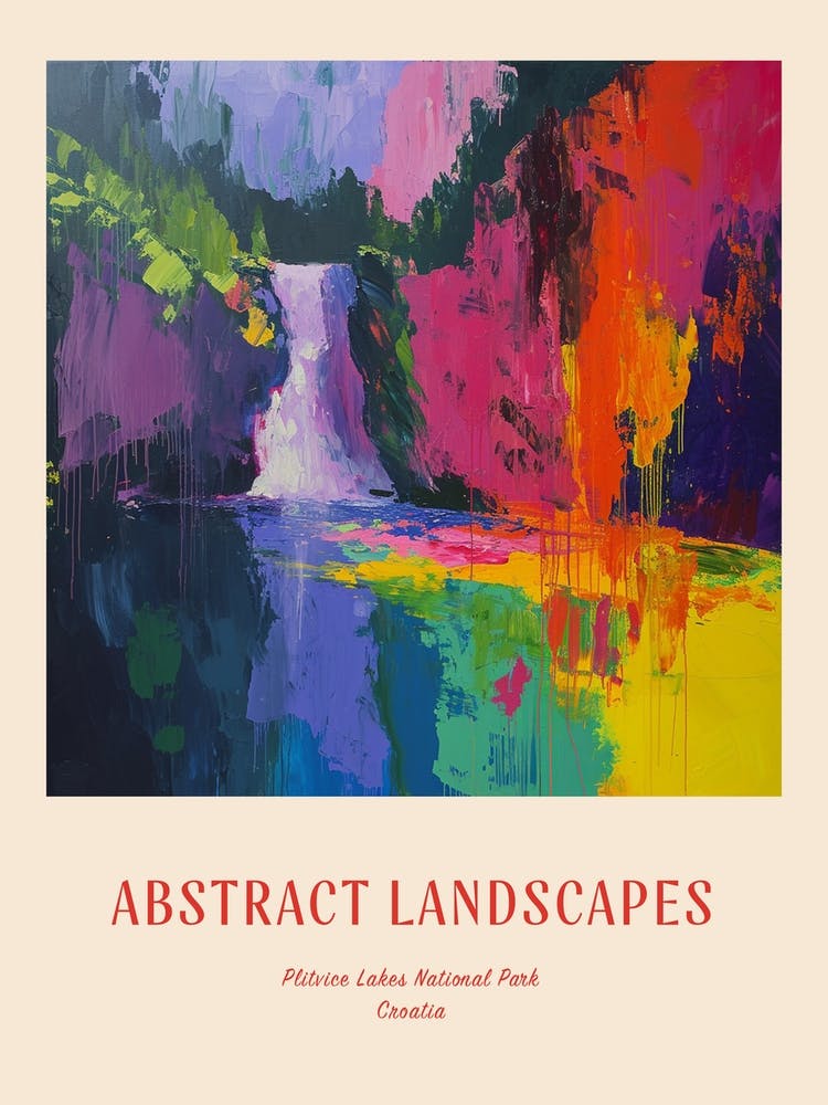 Abstrait Coloré Plitvice Lakes National Park Croatia 2 Affiche