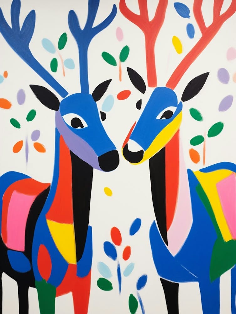 Colourful Kids Animal Art Reindeer 1