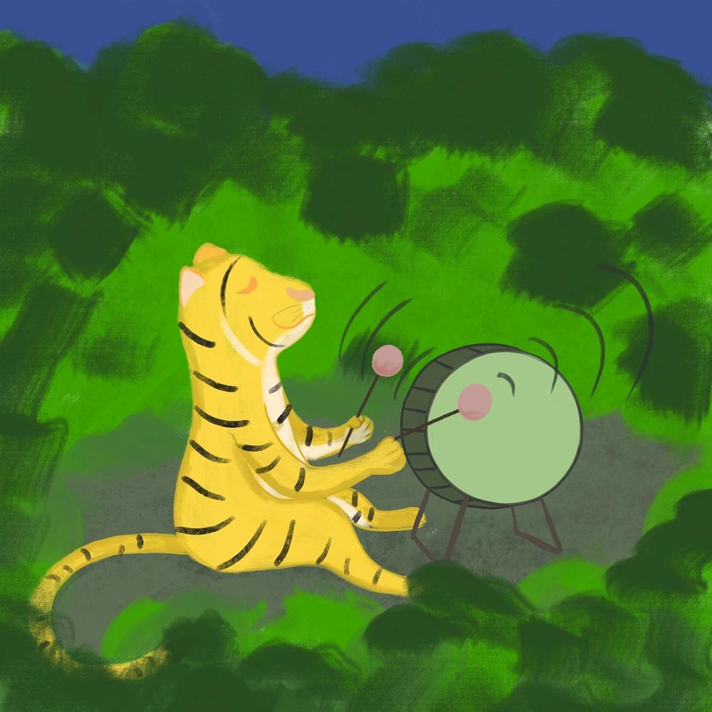 Happy Tiger Drum Square