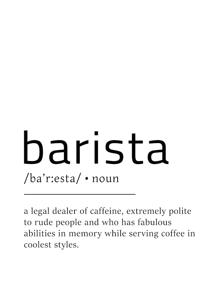Barista Definition Poster - Dictionary