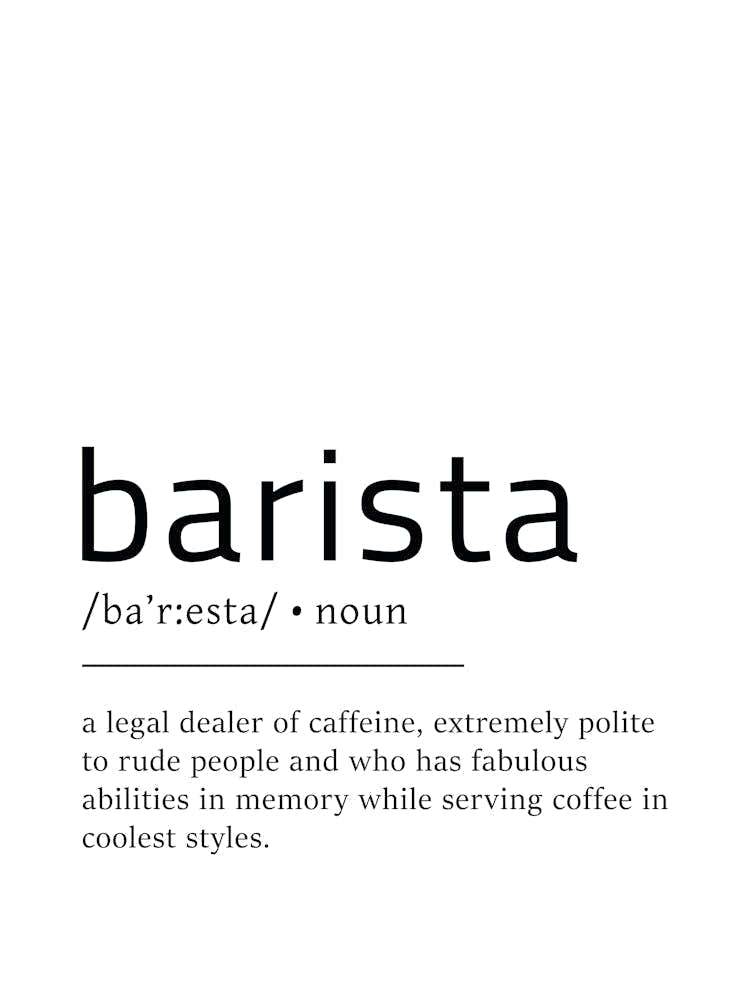 Barista Definition Poster - Dictionary