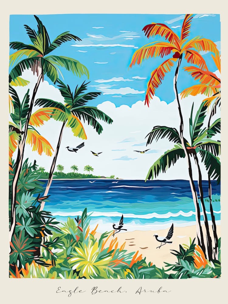 Poster Of Eagle Beach, Aruba, Matisse And Rousseau Style 3
