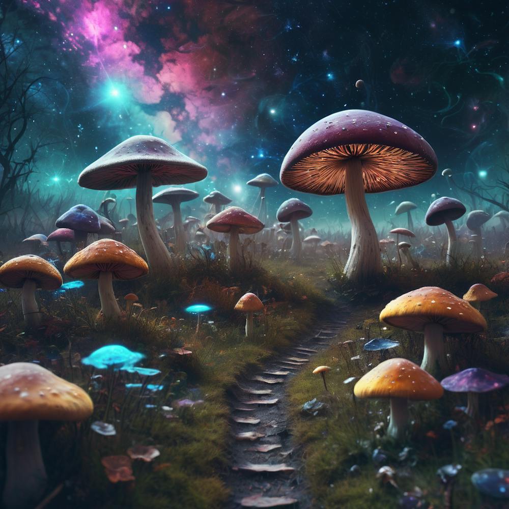 Mushrooms under the cosmos