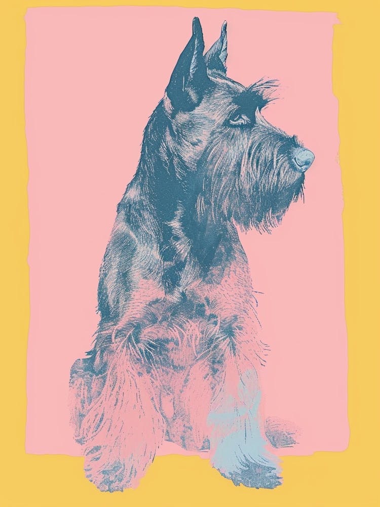 Colourful Black Russian Terrier Dog Illustration 1
