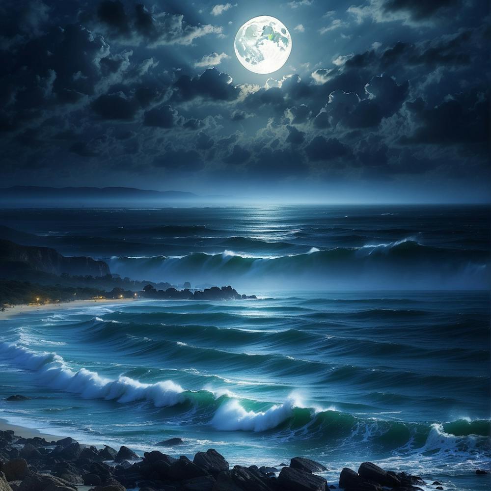 Full Moon Over The Ocean