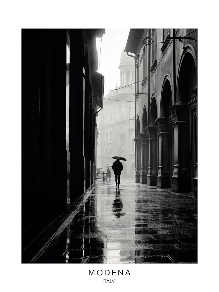 Poster Of Modena, Italy, Black And White Analogue Photography 2