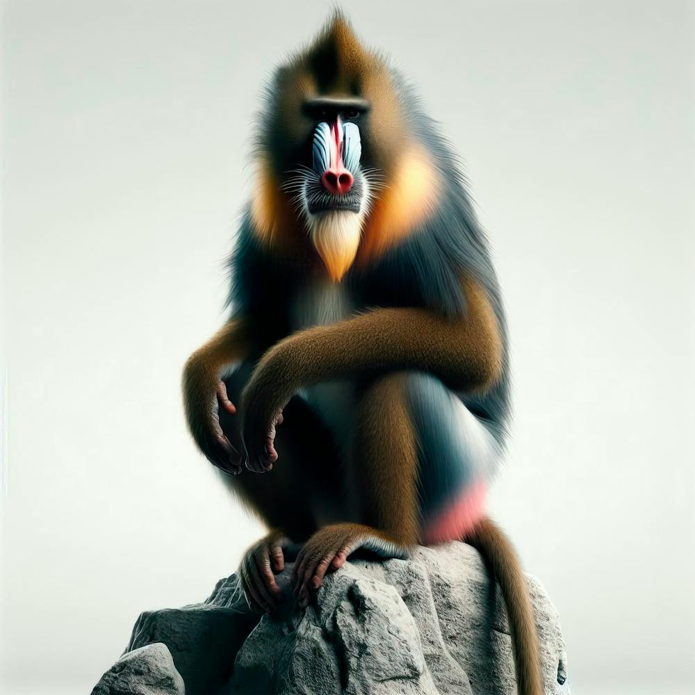 Mandrill Monkey At Full Speed White Background 2