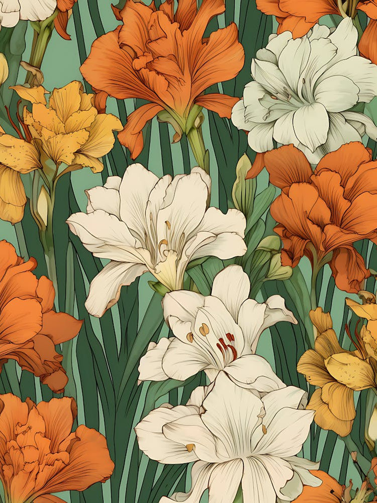 Seamless Pattern Of Irises