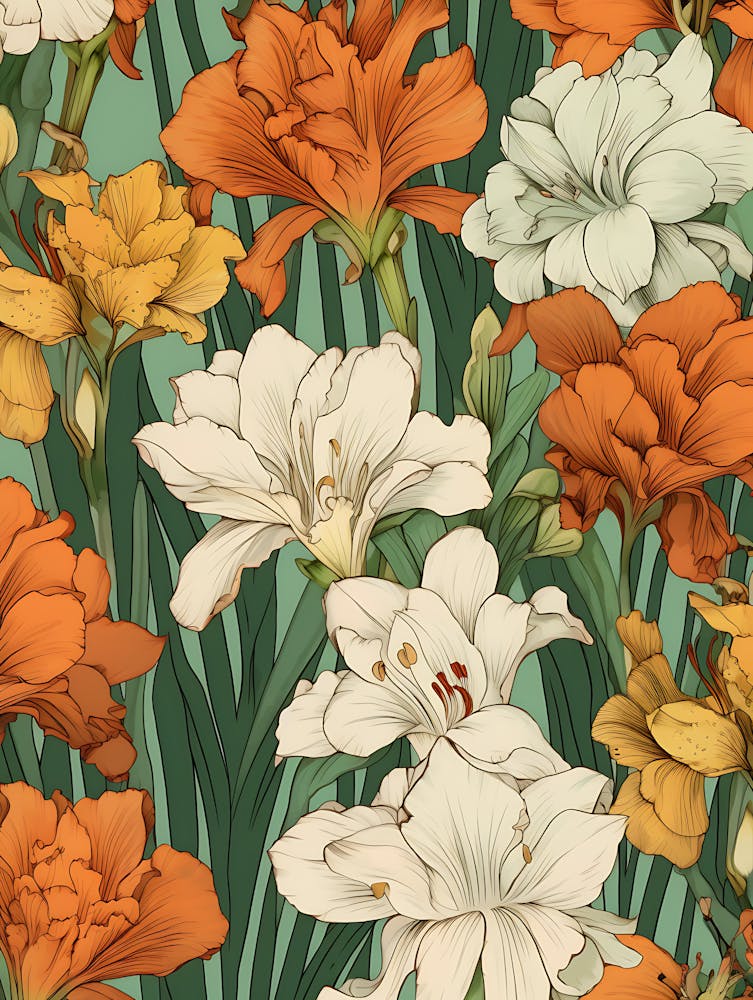 Seamless Pattern Of Irises
