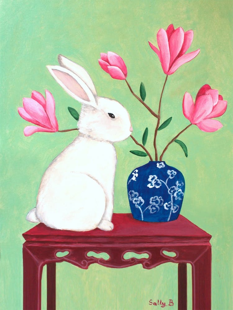 Rabbit On Chinoiserie Table