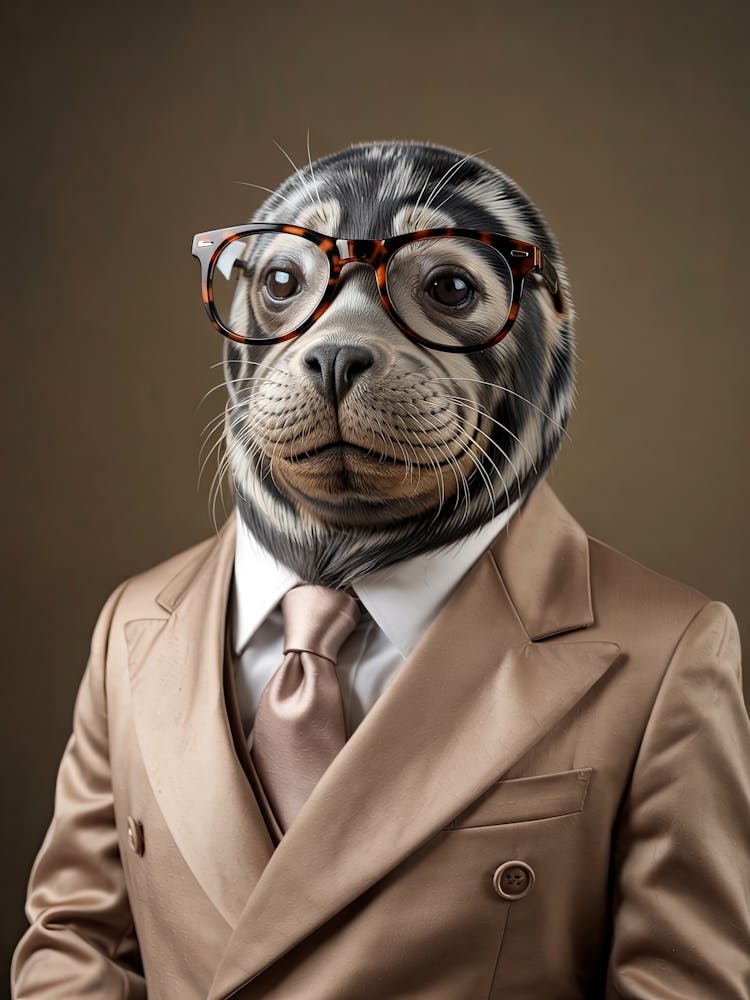 Refined Seal in Beige Suit