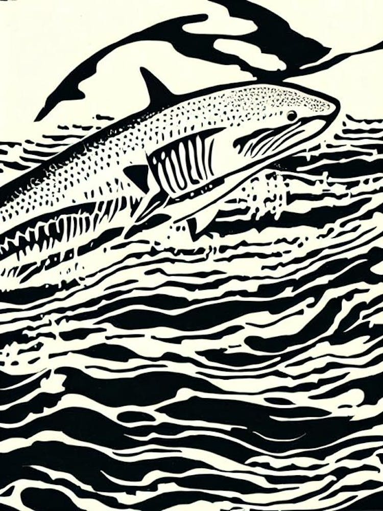 Tiger Shark II Linocut