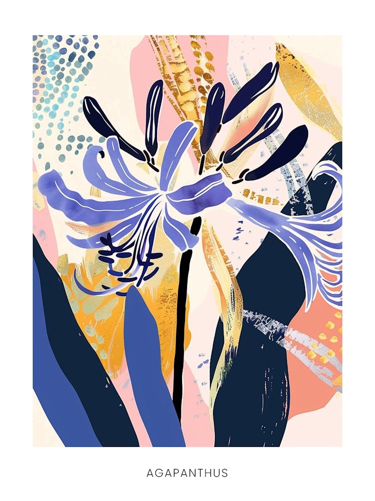 Colourful Flower Illustration Poster Agapanthus 3