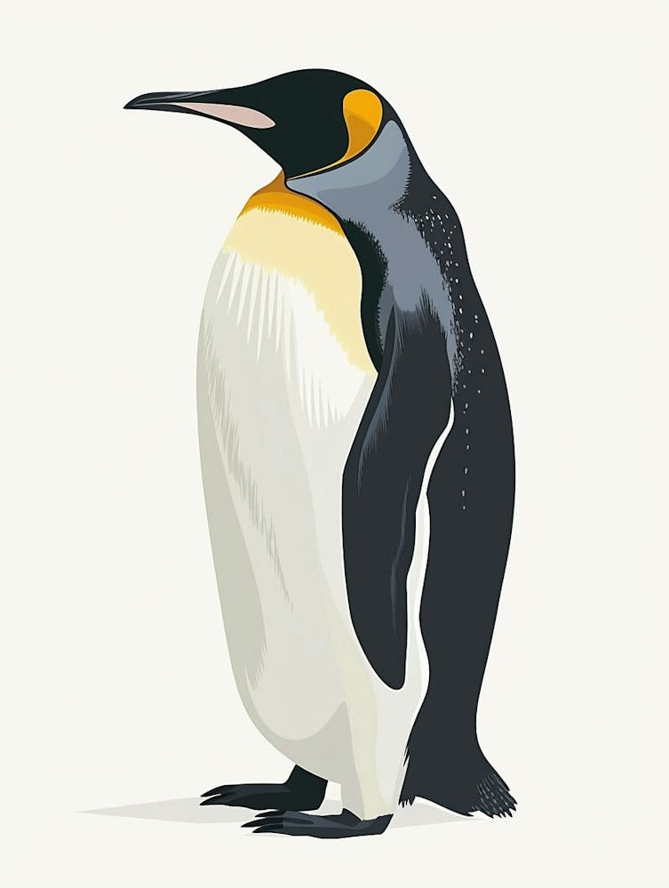 King Penguin Cuverville Island Minimalist Illustration 3