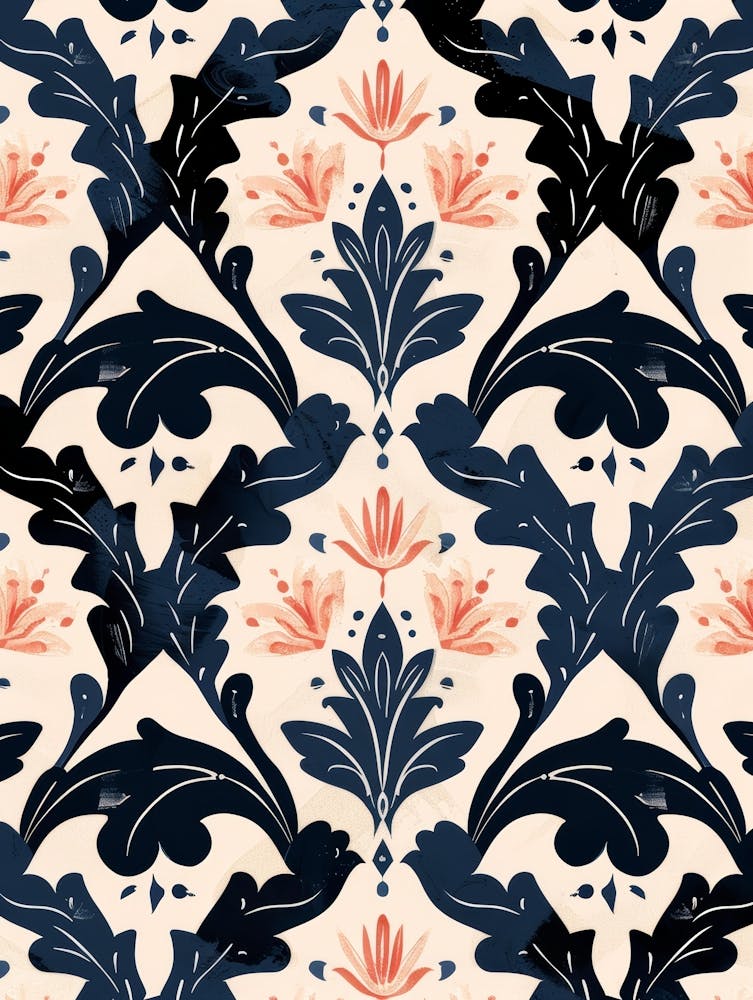 Blau und Rosa Blumenmuster