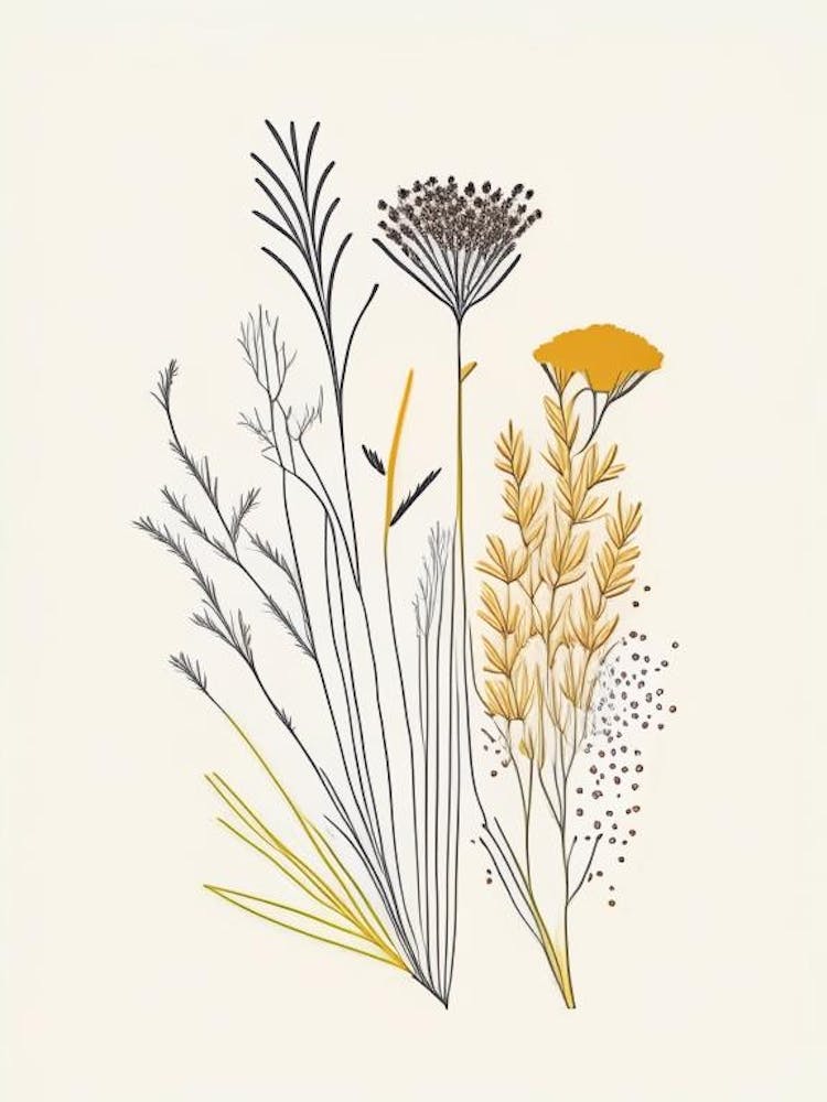Cumin Spices And Herbs Minimal Line Drawing 1