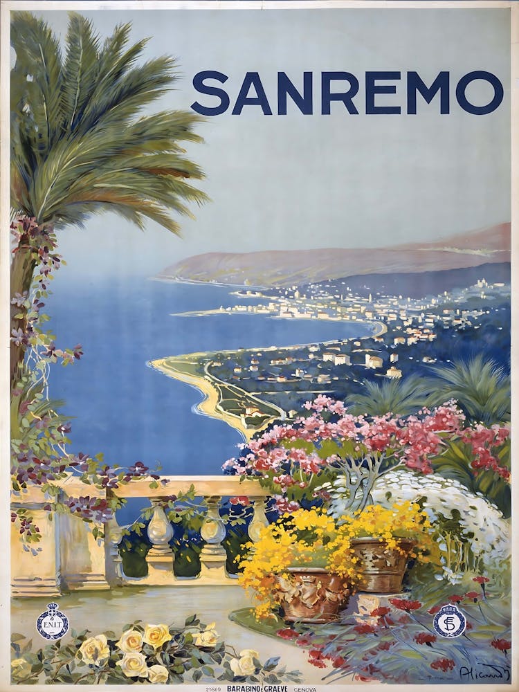 Sanremo Italien Reiseposter, Karen Arnold