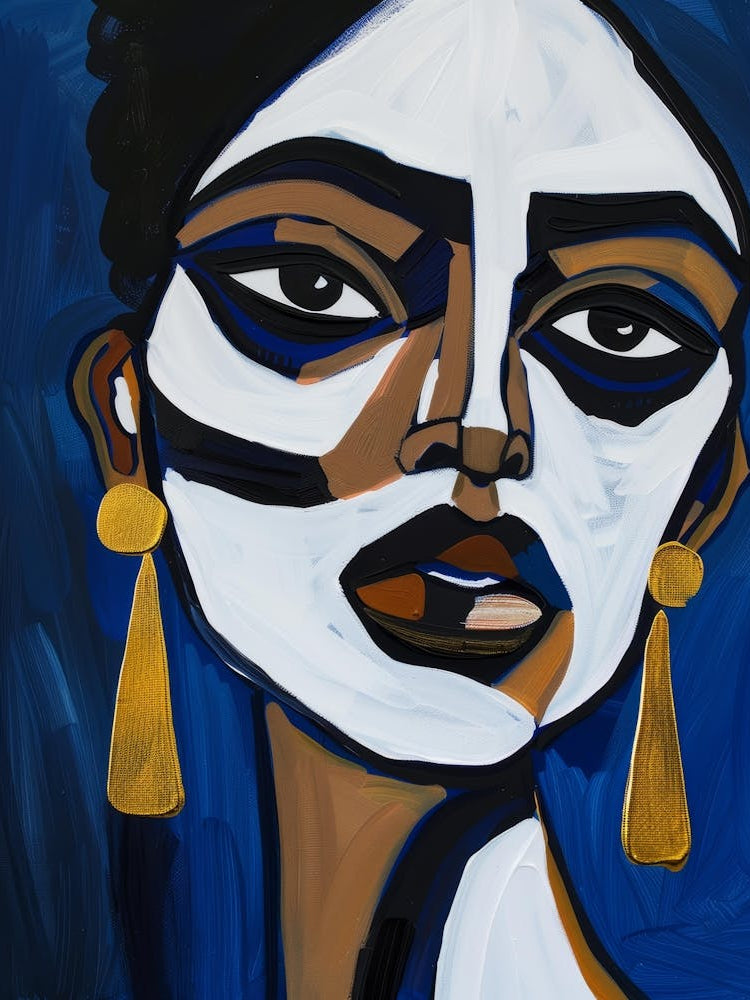 Blue And White Woman