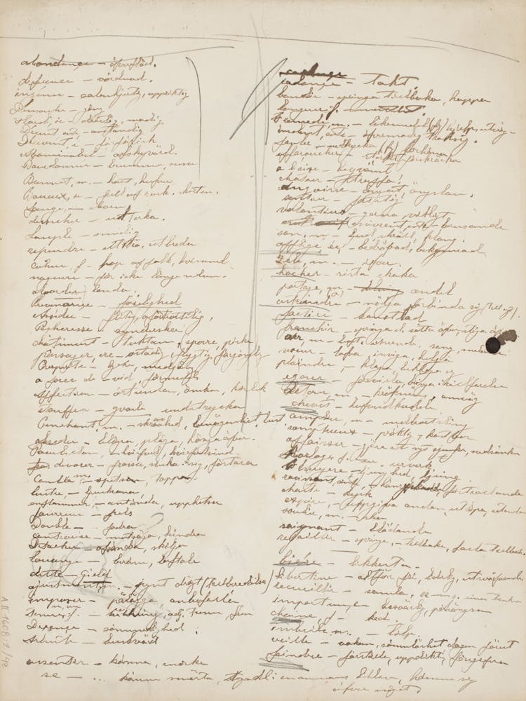 Kirjoitusta, 1891, partie d'un carnet de croquis de Magnus Enckell