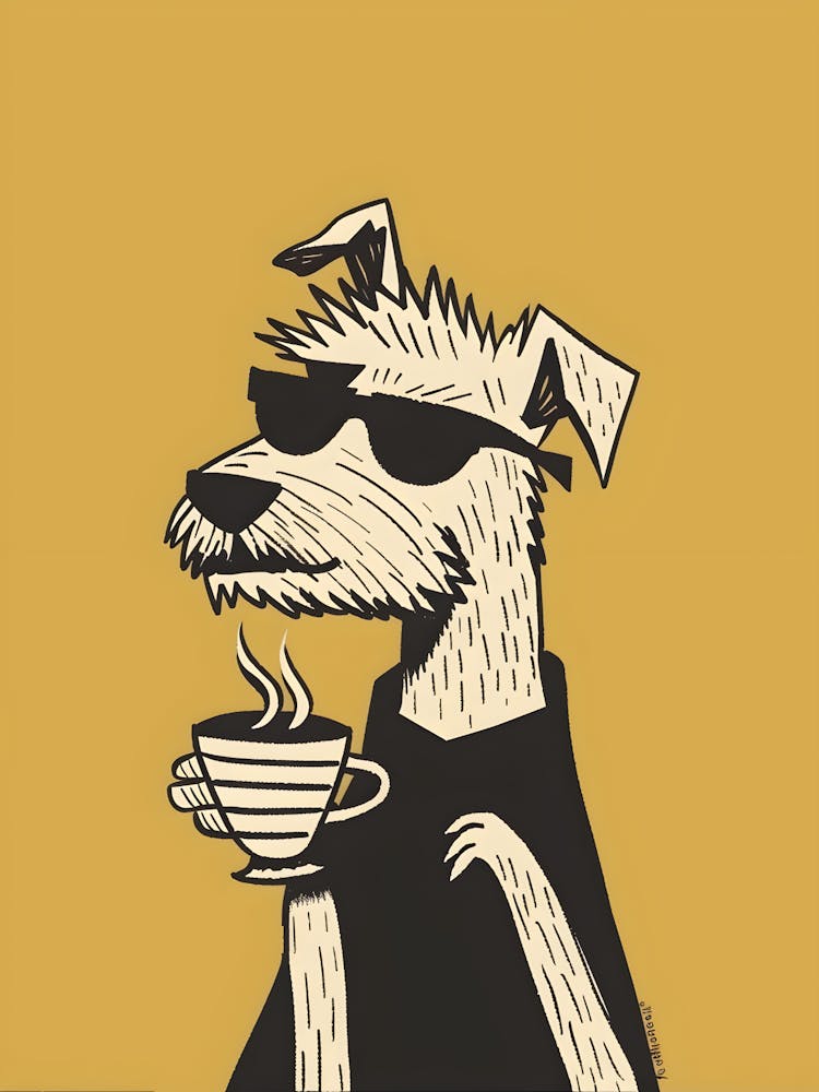 Hund mit einer Tasse Kaffee 3