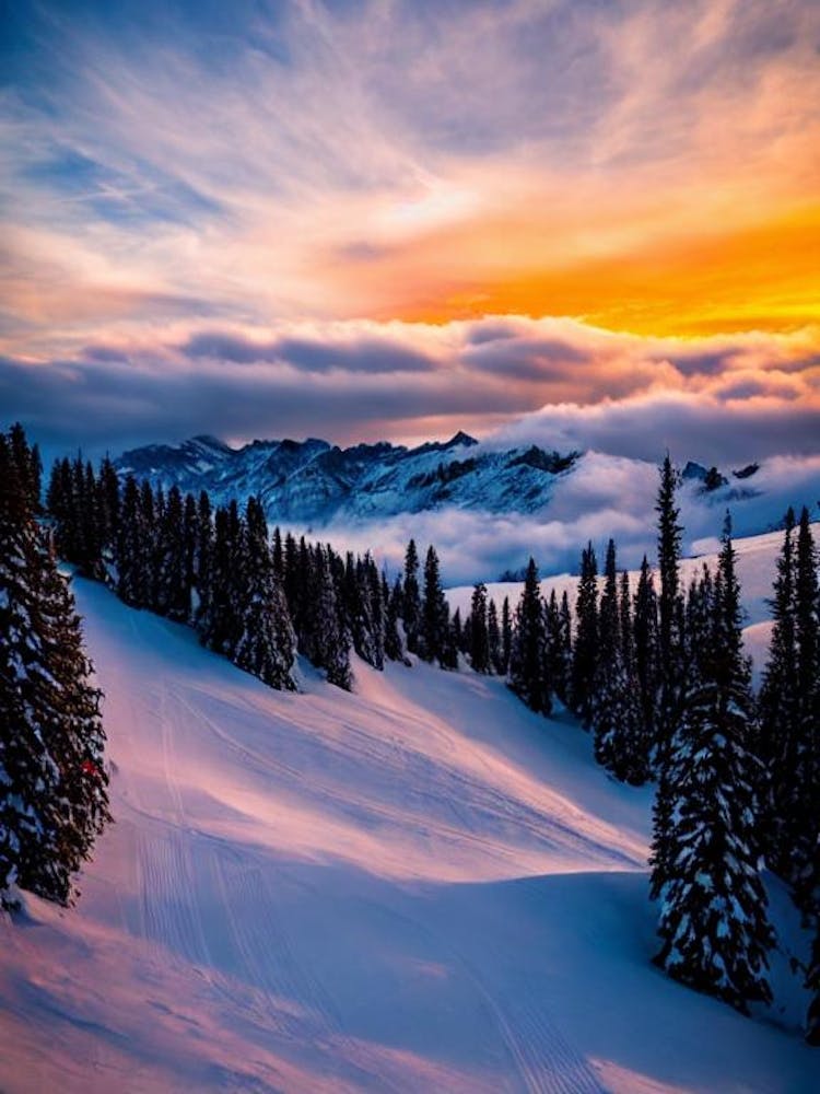 Solda, Italy Sunrise Skiing Poster