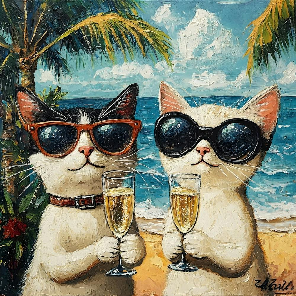 Chats Amusants À La Plage 3
