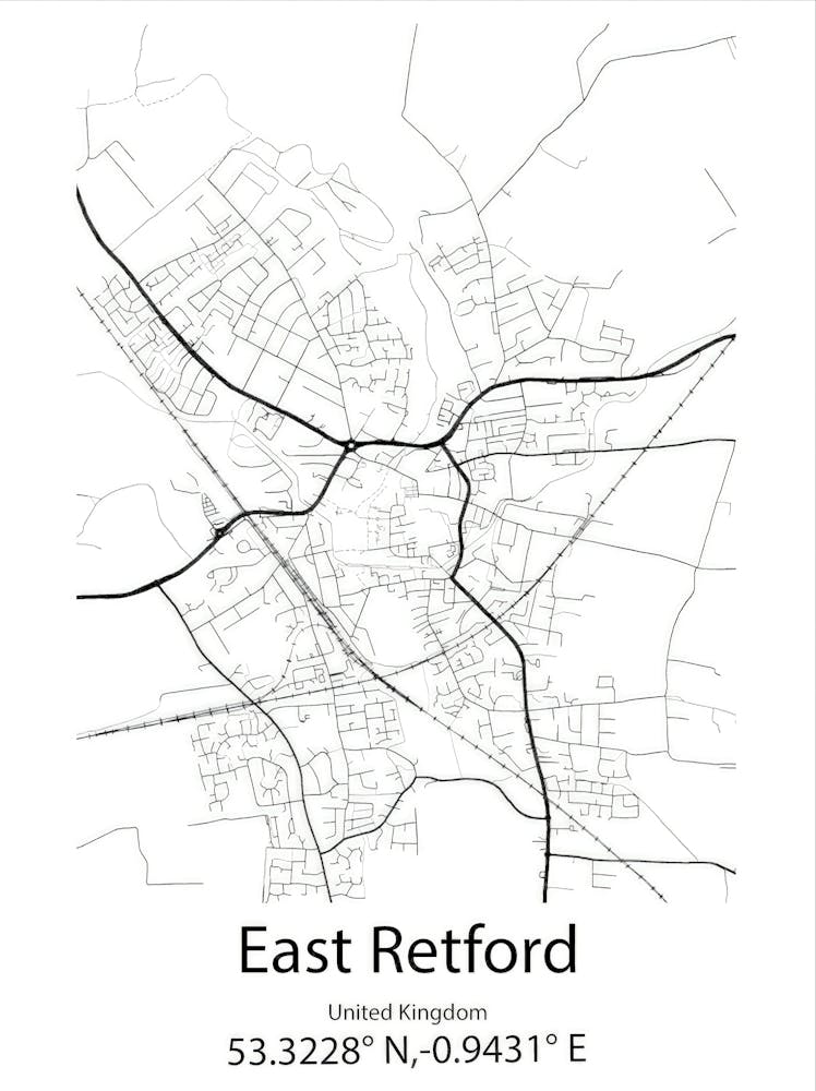 East Retford,United Kingdom Minimalist Map