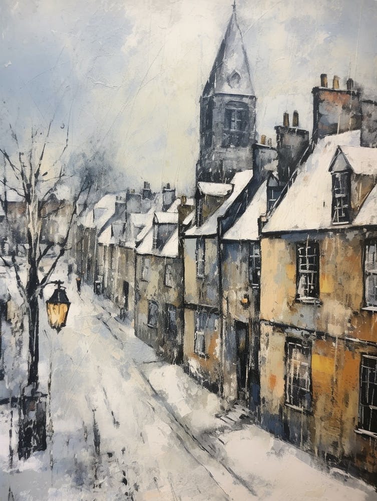 Vintage Winter Painting St Andrews United Kingdom 2