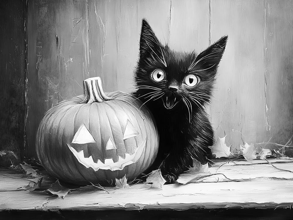 Black Cat Halloween Pumpkin