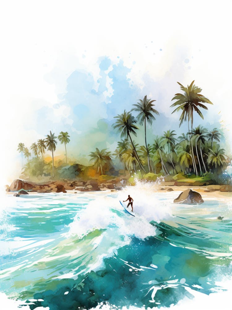 Surfing dans une vague sur Anse Lazio, Praslin Seychelles 1